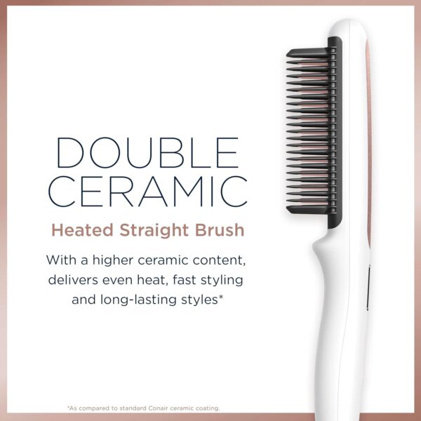 Conair Double Ceramic Straightening Brush, Heated Straightening Brush for Smooth Shiny Hair, V-Shaped Heat Bristles for Closer Contact