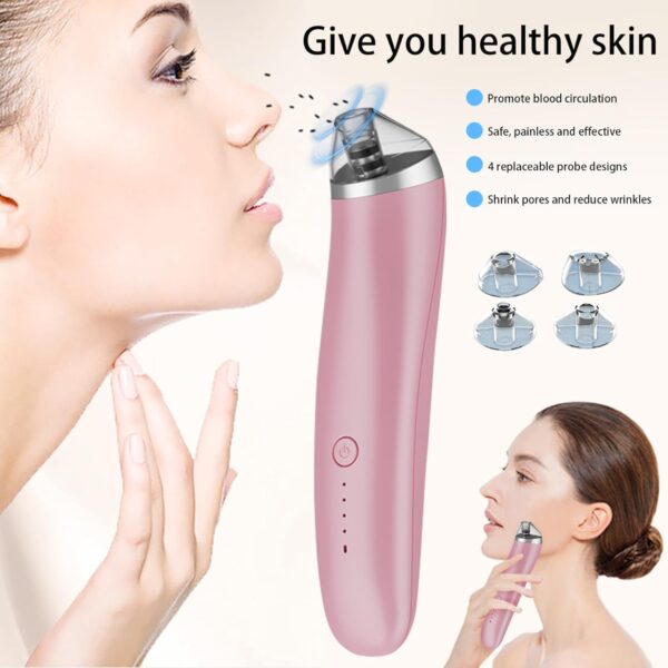 Pore Vacuum 3 Modes USB Charging Blackhead Remover Vacuum with 4 Suction Heads Electric Facial Pore Extractor Cleaner for Women & Men Style 2Vacuum