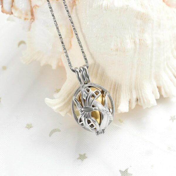 Customized Memorial Cremation Hollow Urn Pendant for Pet Dog Ashes Stainless Steel Woman's Keepsake Jewelry-B