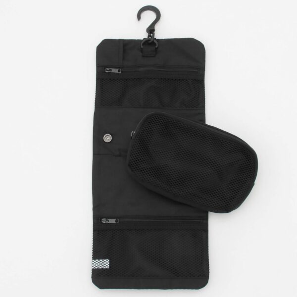 Muji Polyester Hanging Travel Case with Detachable Pouch, 12 cm Width x 18 cm Depth x 4.5 cm Height, Black