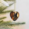 Christmas Ceramic Heart Pendant Decoration for Tree Hanging in Festive Season Instrumental Guitar Prints