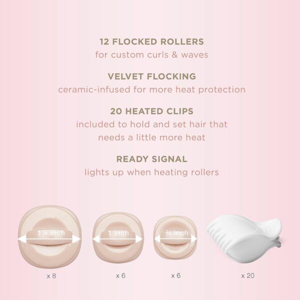 INFINITIPRO BY CONAIR Ceramic Flocked - Hot Rollers for Long, Medium, and All Hair - Hair Curler - Hair Roller Clips Included - 1 1/4-inch, 1-inch, and 3/4-inch Rollers