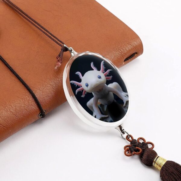 Animal Axolotl Car Pendant Crystal Car Rearview Mirror Charms Hanging Ornaments Ellipse