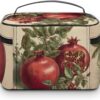 Berries of Pomegranate Makeup Bag, Cosmetic Organizer Case Large Portable Capacity Make Up Bags Women Travel Toiletry Bags with Handle And Divider