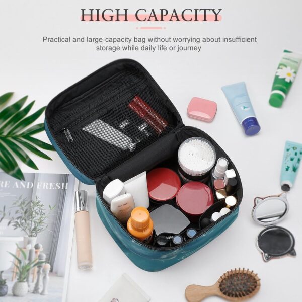 The Blue Sea Makeup Bag, Cosmetic Organizer Case Large Portable Capacity Make Up Bags Women Travel Toiletry Bags with Handle And Divider