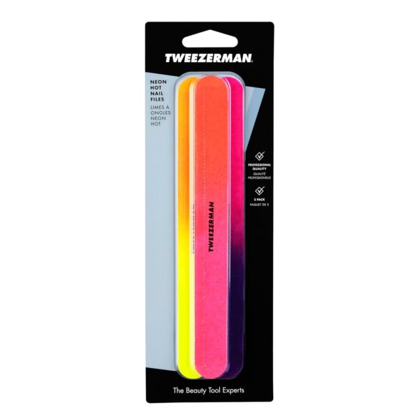Tweezerman Piece Neon Hot Nail Files, Assorted 3 Count