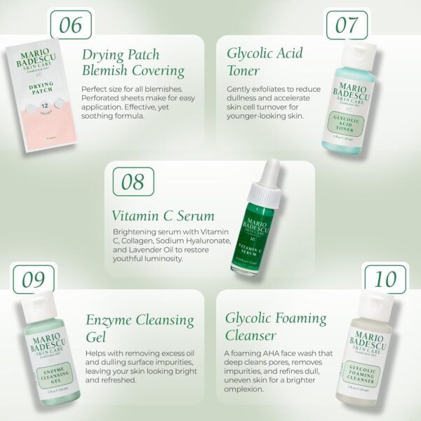 A Little Bit of Mario 10-Piece Skincare Kit – Vitamin C Serum, Glycolic Acid Toner, Hyaluronic Dew Cream, Collagen Mask, HOCI Spray & Cleanser – Brightening, Anti-Aging & Hydration – Travel & Gift Set