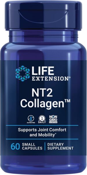 Life Extension NT2 Collagen™, Joint Health Supplement for Joint Comfort & Mobility, Gluten-Free, Non-GMO, 1 Daily, 60 Small Capsules
