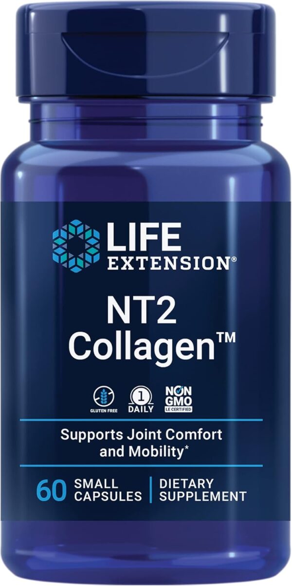 Life Extension NT2 Collagen™, Joint Health Supplement for Joint Comfort & Mobility, Gluten-Free, Non-GMO, 1 Daily, 60 Small Capsules