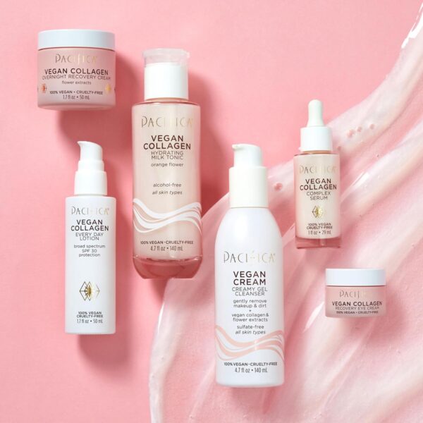 Pacifica Vegan Collagen Cream Gel Facial Cleanser - Daily Foaming Face Wash & Makeup Remover, Hydrating Anti-Aging Face Wash for Dry & Sensitive Skin, 4.7oz