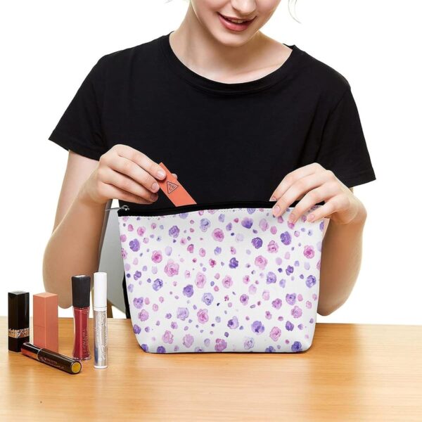 Toiletry Bag for Women Small Purple Rose Cosmetic Bag Portable Capacity Travel Makeup Bags with Zipper Lightweight Cute Beauty Makeup Organizer for Traveling, Accessories, Essentials