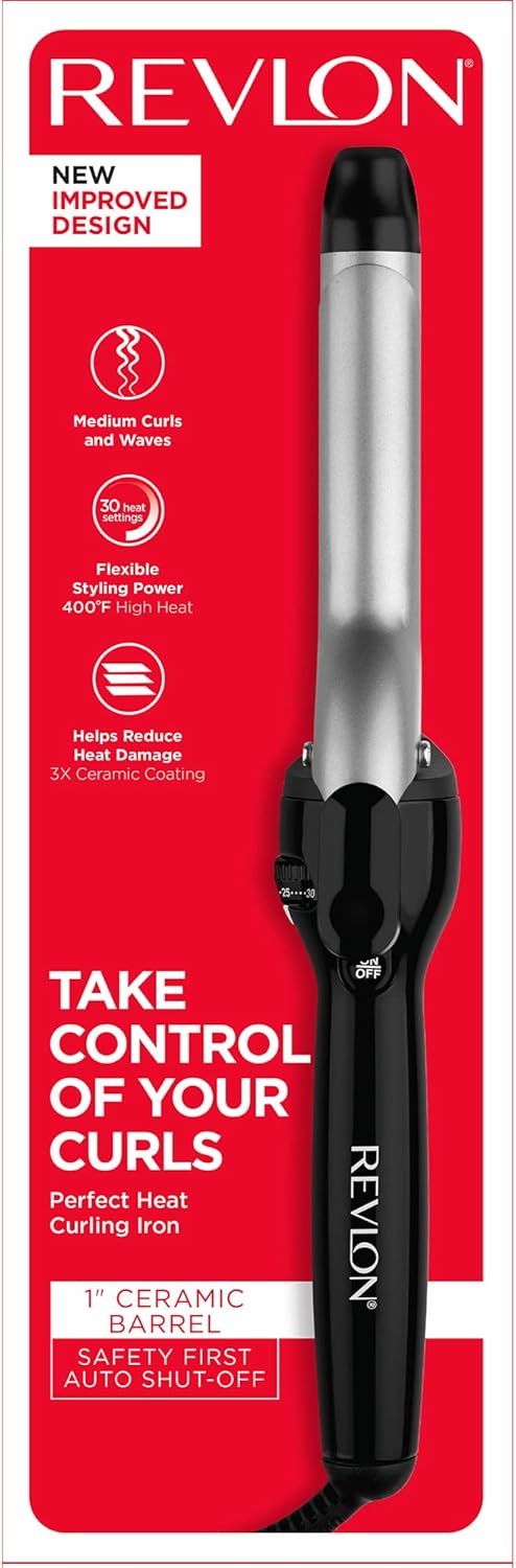 Revlon Perfect Heat Triple Ceramic Curling Iron | For Silky Smooth Medium Curls (1 in)