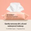 Honest Beauty Fragrance Free Cleansing Makeup Remover Facial Wipes | Plant Based, Hypoallergenic, Gentle for Sensitive Skin | 30 Count