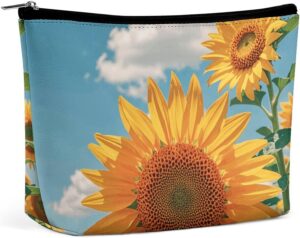 Goodlooking Hello Nice Sunshines Makeup Bag for Women Portable Travel Toiletry Pouch, PU Leather Cosmetic Bag with Zipper