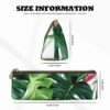 Tropical Leaves Makeup Bag Leather Pencil Case for Work Office Zippered Pen Pouch Aesthetic Pencil Storage Bag Portable Coin Pouch Purse for Travel