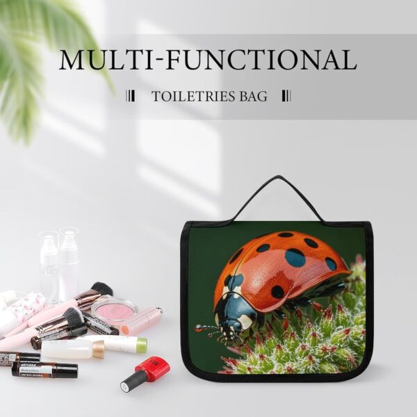 Hanging Toiletry Bag for Women Men Portable Waterproof Makeup Bag Organizer Red Ladybug Dasisy Travel Toiletry Bag