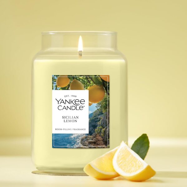 Yankee Candle Large Jar Scented Candle with up to 150 Hour Burn Time, Premium Plant Wax Blend for Consistent Burn, 22 oz Jar Candle with Room Filling Fragrance, Sicilian Lemon
