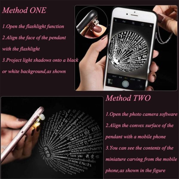 Picture Necklace Personalized for Women - Custom Photo Love Heart Projection Pendant - Customized Portrait Jewelry - Birthday Anniversary Memorial Gifts Wife Mother - Silver