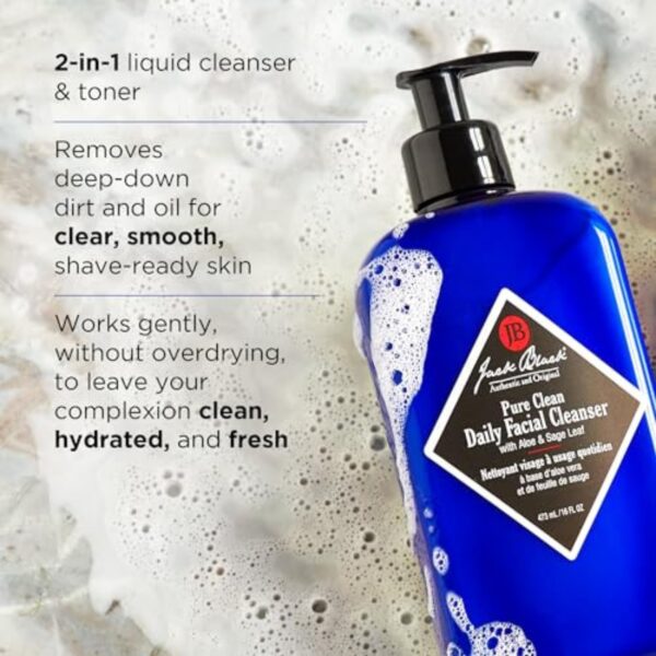 Jack Black Pure Clean Daily Facial Cleanser for Men - Mens Face Wash, Jack Black Face Wash Men's, Face Wash for Men, Face Cleanser for Men, 2-in-1 Mens Facial Cleanser & Toner, Gifts for Men