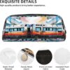 Monorail Train Pencil Pouch Large Capacity Pencil Case Leather Cosmetic Bag Office Desk Organizer Coin Pouch Portable Zipper Toiletry Bag for Travel Outdoor