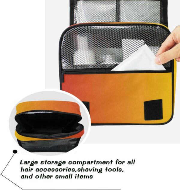 Sinestour Orange Gradient Custom Name Hanging Toiletry Bag Personalized Makeup Cosmetic Bag Travel Toiletry Organizer Large Capacity Cosmetic Case for Toiletries Shaving Brush Storage