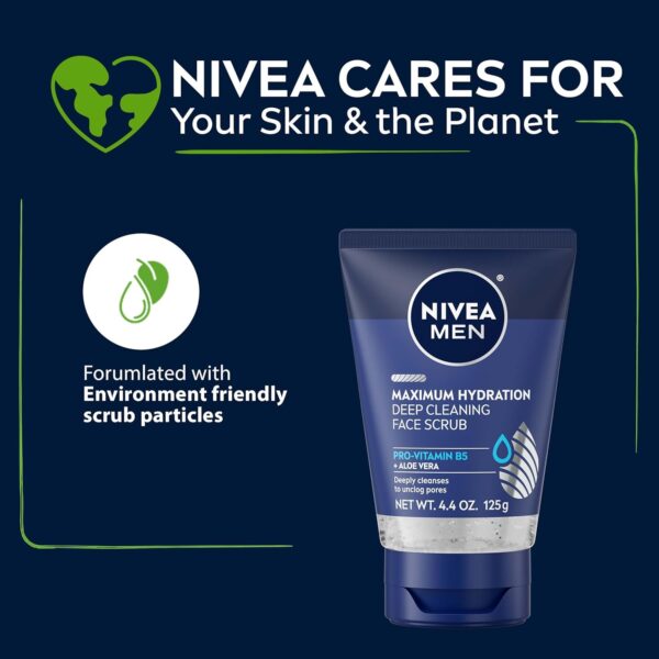 NIVEA MEN Maximum Hydration Deep Cleaning Face Scrub With Aloe Vera, 3 Pack of 4.4 Oz Tubes