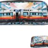 Monorail Train Pencil Pouch Large Capacity Pencil Case Leather Cosmetic Bag Office Desk Organizer Coin Pouch Portable Zipper Toiletry Bag for Travel Outdoor