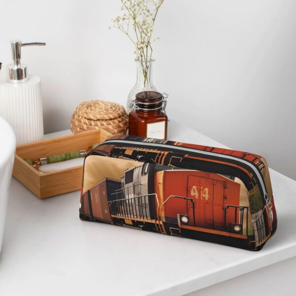 Pencil Case Freight Train Big Pencil Bag Portable Coin Pouch Aesthetic Cosmetic Bag Leather Makeup Bag