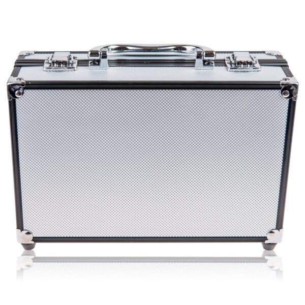 BRAND NAME Carry All Makeup Train Case with Pro Makeup and Reusable Aluminum Case - Silver