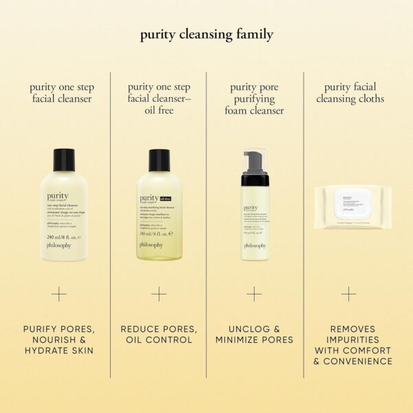philosophy purity made simple one-step facial cleanser- with meadowfoam seed oil gently cleanses & melts away dirt, oil & stubborn makeup paraben-free face wash