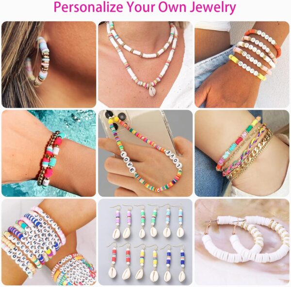 20,000 Pcs Clay Beads Bracelet Making Kit, 120 Colors 6 Boxes Polymer Beads Spacer Heishi Beads & Jewelry Kit with Pendant Charms Elastic Strings, Crafts Gift for Kids Adults1