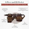 Style n Craft 4-Piece and 22-Pocket Pro Framer’s Combo, Tool Belt with 2 Tool Pouches, a 4-Pocket Multi-Tool Holder, and 1 Leather Hammer Loop, Full-Grain Leather Carpenter Tool Belt, Dark Tan (98454)