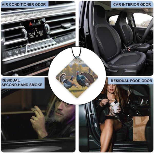 A Pair of Wild Turkeys Car Air Freshener Hanging, Long Lasting Scented Car Aromatherapy Tablets, Rhombus Fragrance Scented Cards for Vehicles, Bedroom, Wardrobe White-style