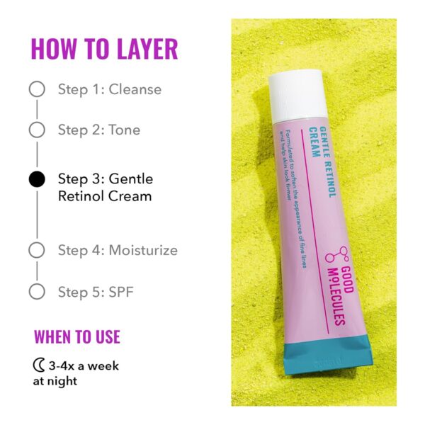 Good Molecules Gentle Retinol Cream - Retinol Night Cream for Collagen Production, Skin Tightening Recipe with Bakuchiol, Anti-Aging Skin Care For Face