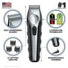 Wahl USA Lithium Ion Total Beard Trimmer for Men with 11 Guide Combs for Easy Trimming, Detailing, & Grooming – Model 9888