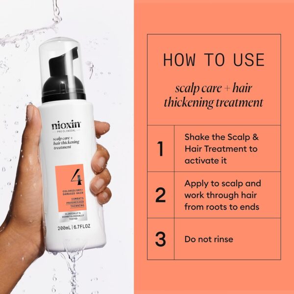 Nioxin System 4 Scalp Care + Hair Thickening Leave-In Treatment For Colored, Dry, & Damaged Hair with Progressed Thinning Nourish & Boost Hair Density with Niacinamide & Biotin