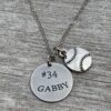 Personalized Engraved Softball Necklace with Name & Number, Custom Softball Gift, Softball Pendent Jewelry, Softball Players & Team Gifts