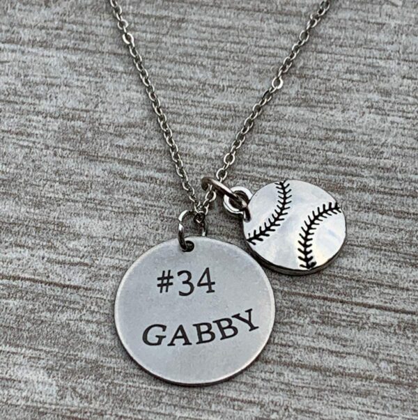 Personalized Engraved Softball Necklace with Name & Number, Custom Softball Gift, Softball Pendent Jewelry, Softball Players & Team Gifts