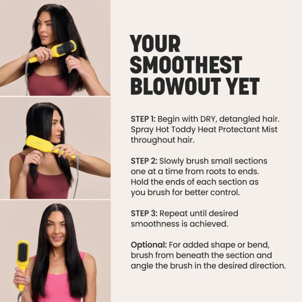 Drybar The Brush Crush Heated Straightening Brush | One Step Hair Straightener Brush, Smooth and Style for Frizz-free Hair, Works With All Hair Types