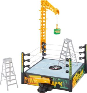 Mattel WWE Money in The Bank Cash-in Ring Playset with 2 Play Modes & 40+ Sounds & Phrases, Includes Launcher Crane, Ladders & Briefcase, 13-Inch x 20-Inch