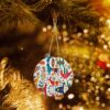 Christmas Ceramic Round Pendant Decoration for Shopping Malls Supermarkets Stores Homes Mexican Otomi Animals Prints