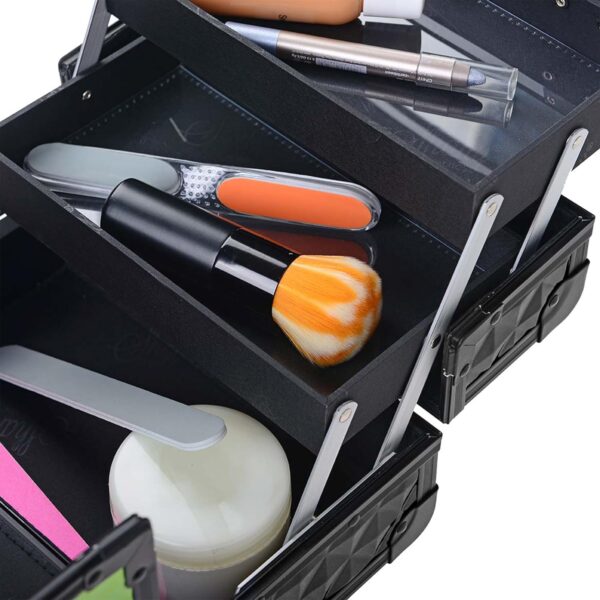 SHANY Chic Makeup Train Case Cosmetic Box Portable Makeup Case Cosmetics Beauty Organizer Jewelry storage with Locks, Multi trays Makeup Storage Box with Makeup Mirror - Twilight