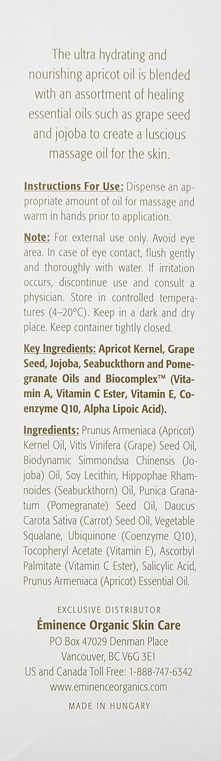 Eminence Apricot Body Oil for Unisex - 8.2 oz Oil