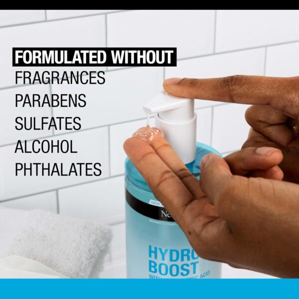 Neutrogena Hydro Boost Fragrance Free Face Wash, Hydrating Gel Facial Cleanser with Hyaluronic Acid, Daily Foaming Face Wash & Makeup Remover, 16 fl. oz