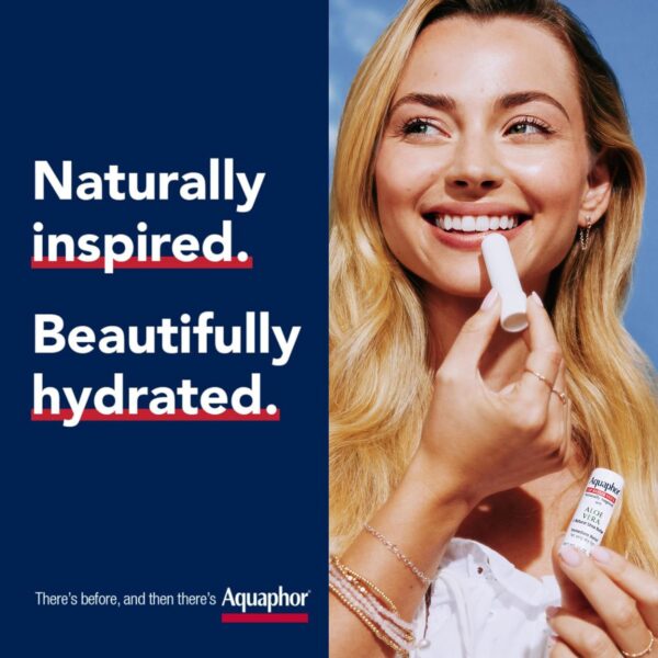 Aquaphor Naturally Inspired Lip Repair Stick with Aloe Vera and Natural Shea Butter, Hydrating Lip Balm Immediately Relieves Dryness, 0.17 Oz Stick