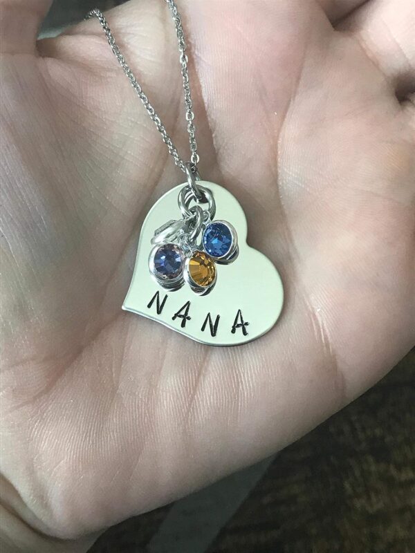 Nana Necklace Grandchild Necklace Personalized Necklace Personalized Jewelry Handstamped Necklace Birthstone Necklace Mothers Day Gift