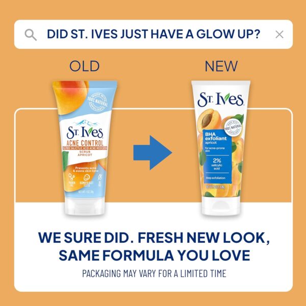 St. Ives Acne Control Face Scrub Deeply Exfoliates and Prevents Acne for Smooth, Glowing Skin Apricot Made with Oil-Free Salicylic Acid Acne Medication, Made with 100% Natural Exfoliants 6 oz