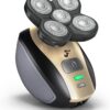 FlexSeries Electric Head & Body Hair Shaver - Mens Cordless Rechargeable Wet/Dry Skull Bald Head Back & Groin Waterproof Razor with Rotary Blades, Clippers, Nose Trimmer, Brush, Massager