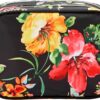 Conair Double Zip Toiletry Travel Bag-Makeup Organizer, Black Floral, 1 Count (Pack of 1)