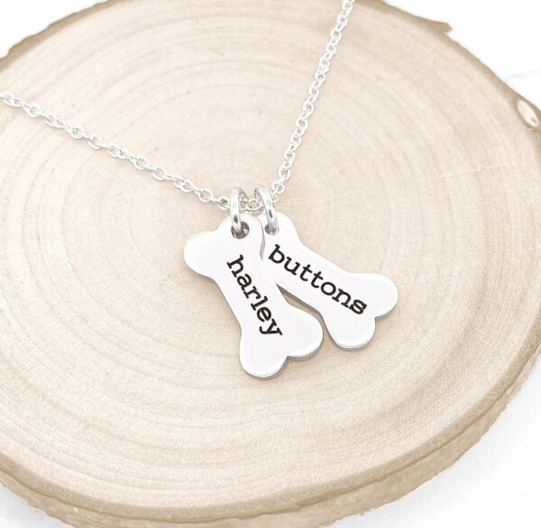 Custom Dog Bone Memorial Necklace - Memorial Necklace With Personalized Names For Dog Lovers - Pet Jewelry Puppy Animal Pendant